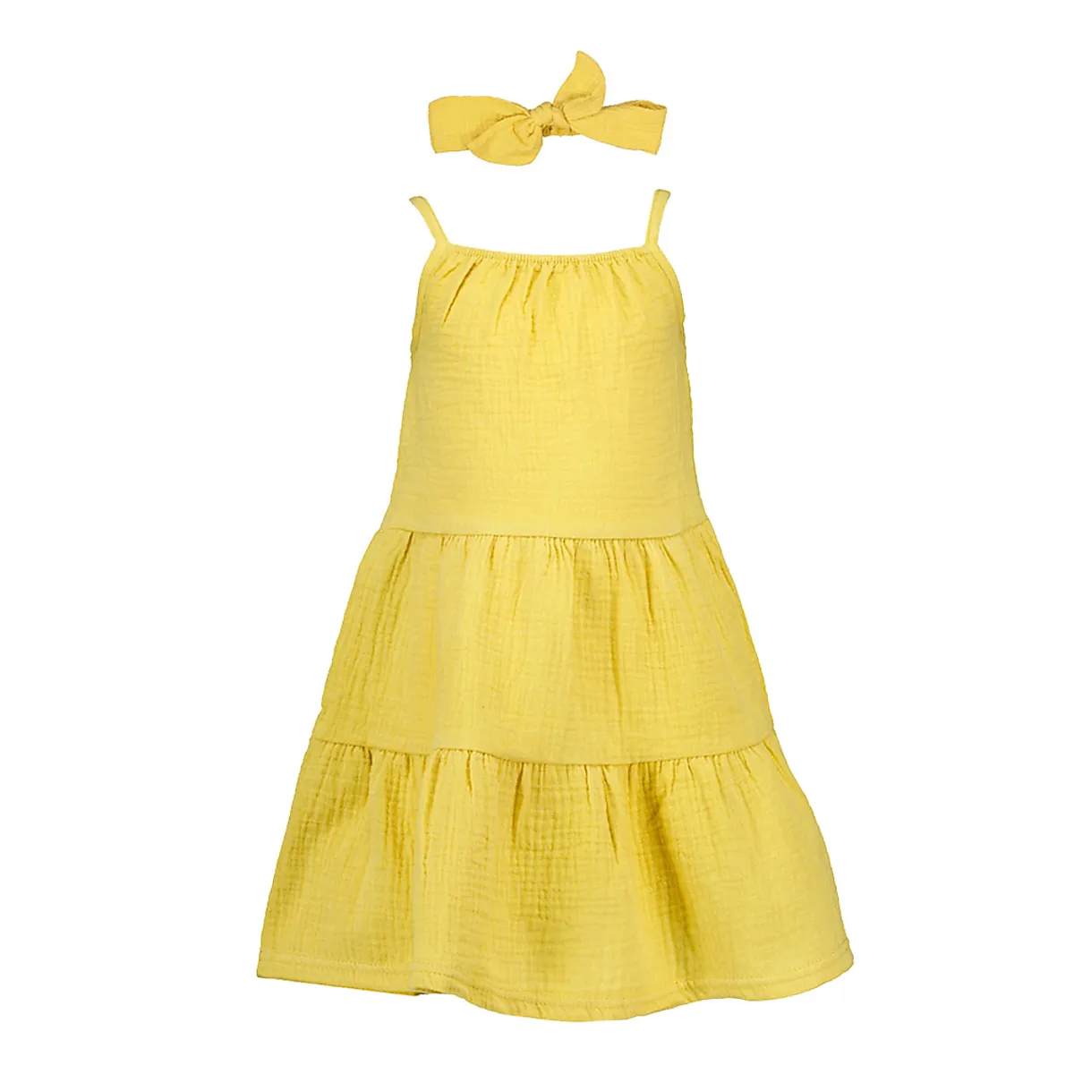 Conjunto de vestido e fita para o cabelo - Amarelo