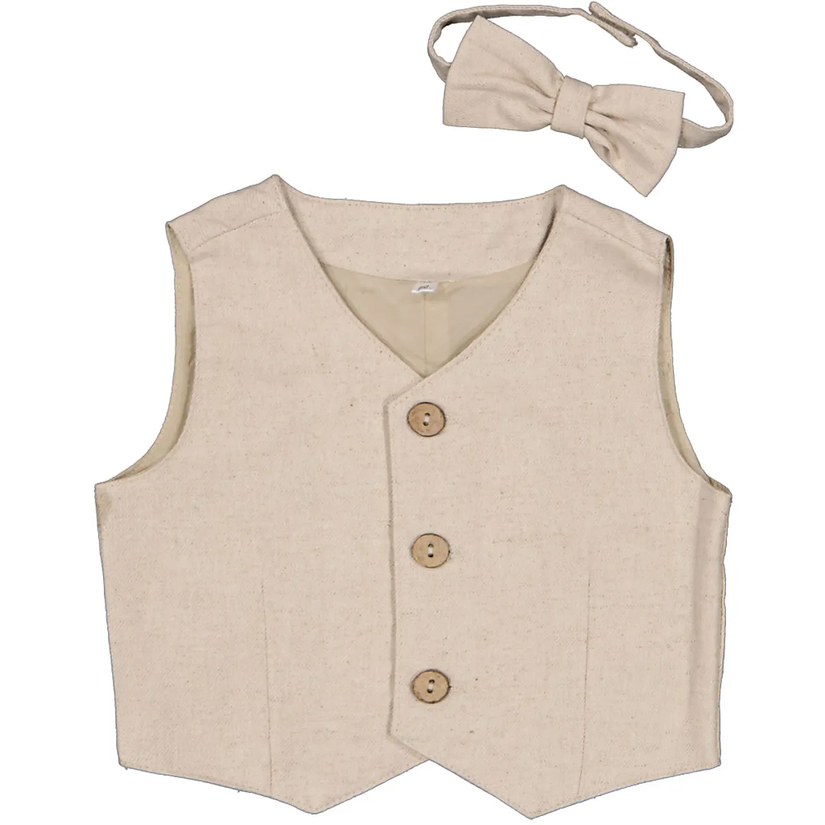 Ensemble gilet de costume et nœud papillon - Beige