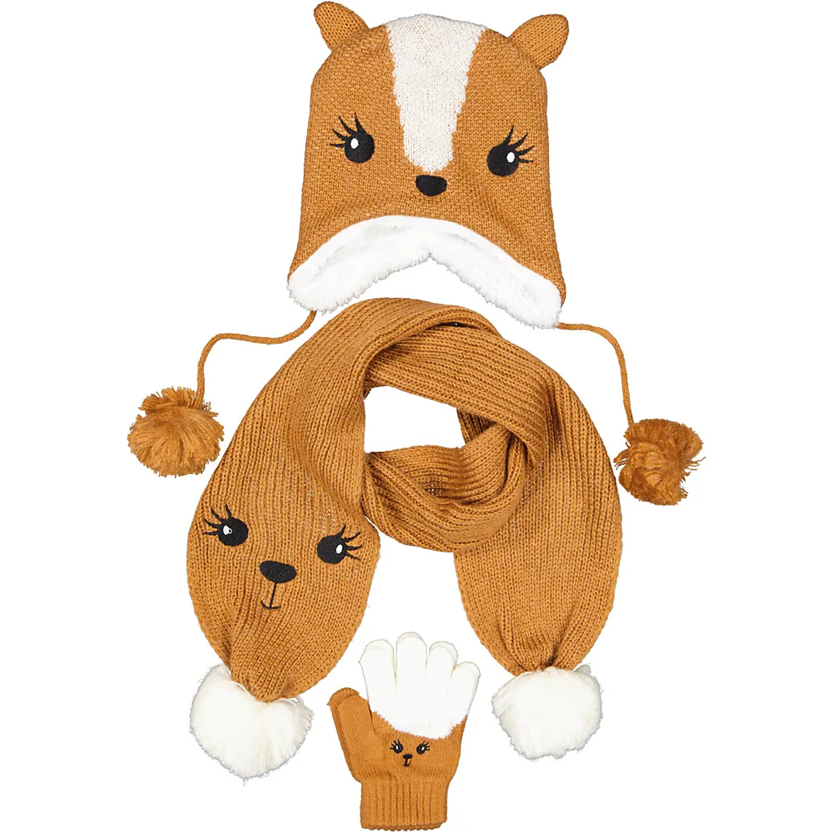 Sjaal met muts en wanten - Bruin