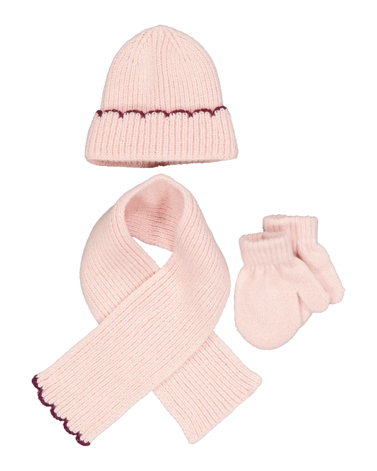Sjaal met muts en wanten - Roze
