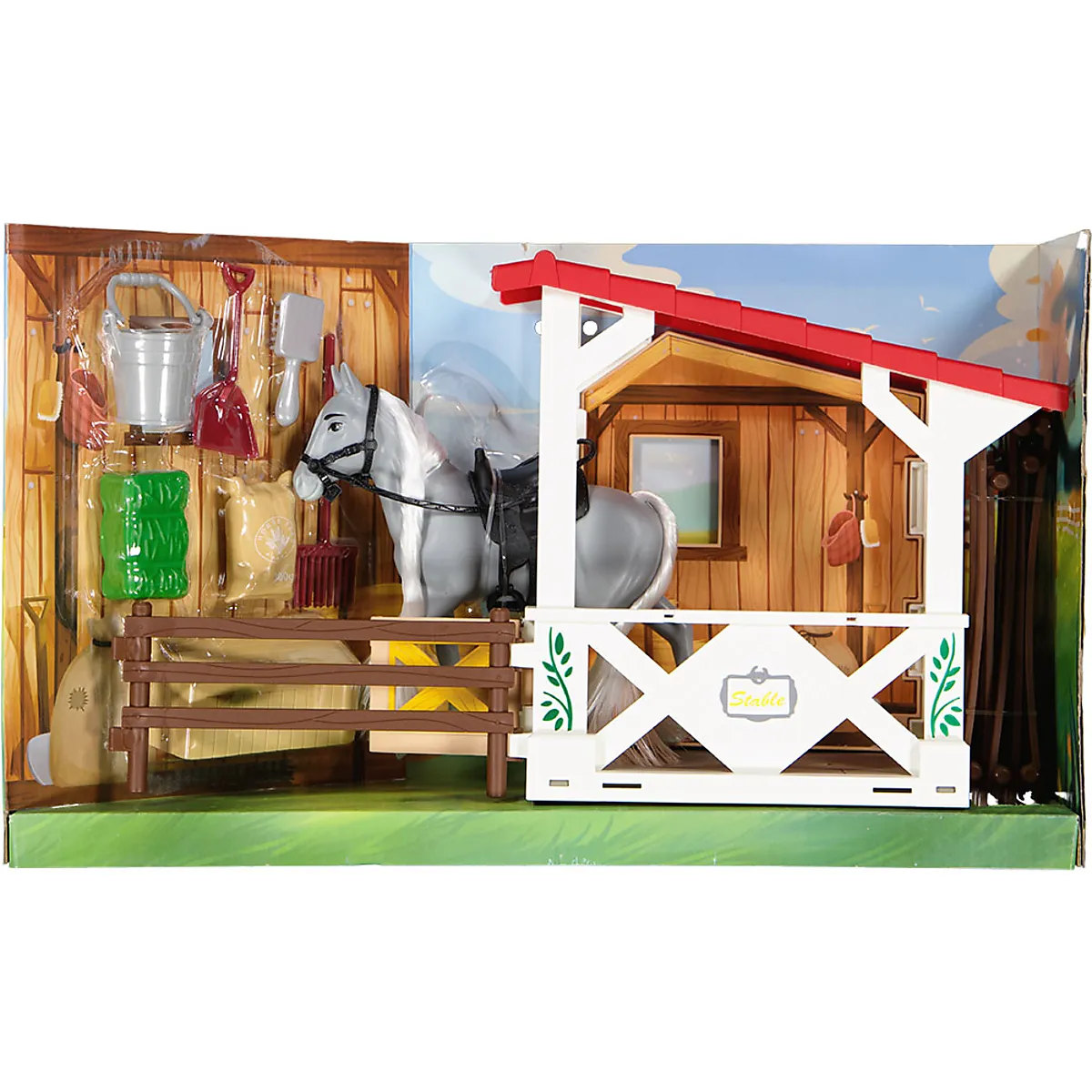 Speelgoed paard met stal - Wit