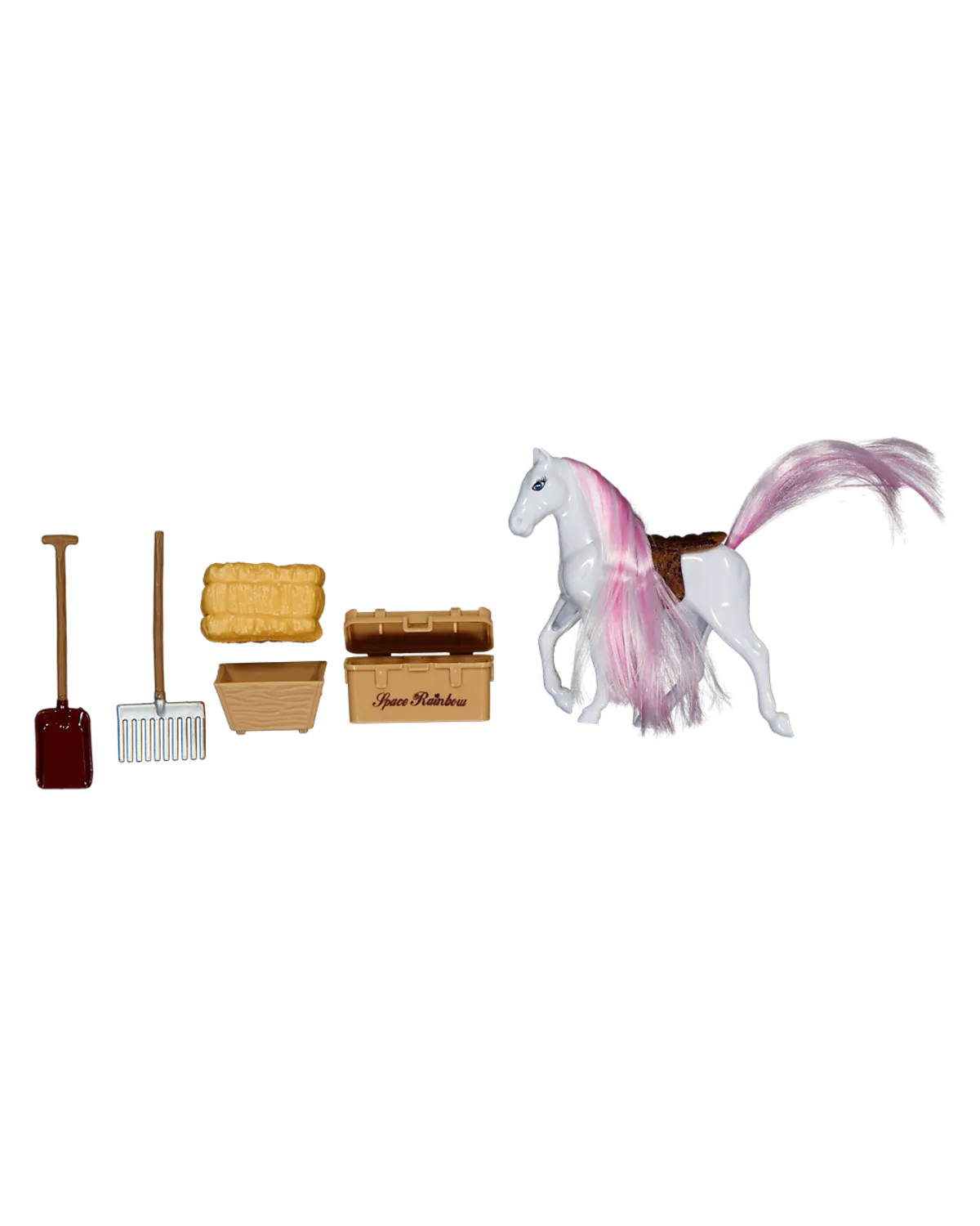 Spielzeugpferd mit Stall - Weiß