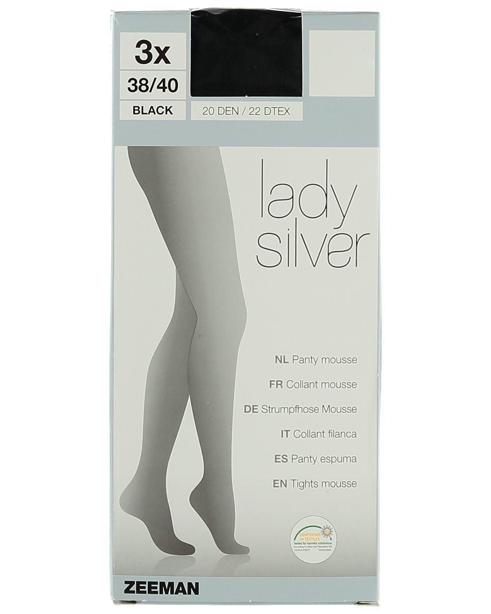 Lady silver Panty - Zwart