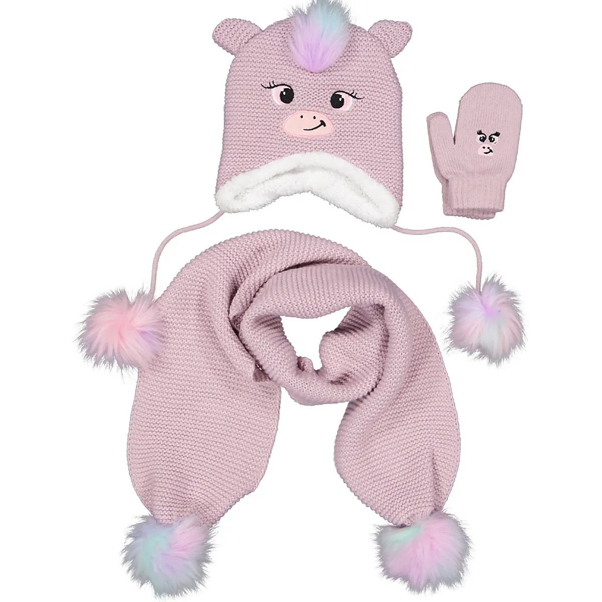 Écharpe, bonnet et gants - Rose