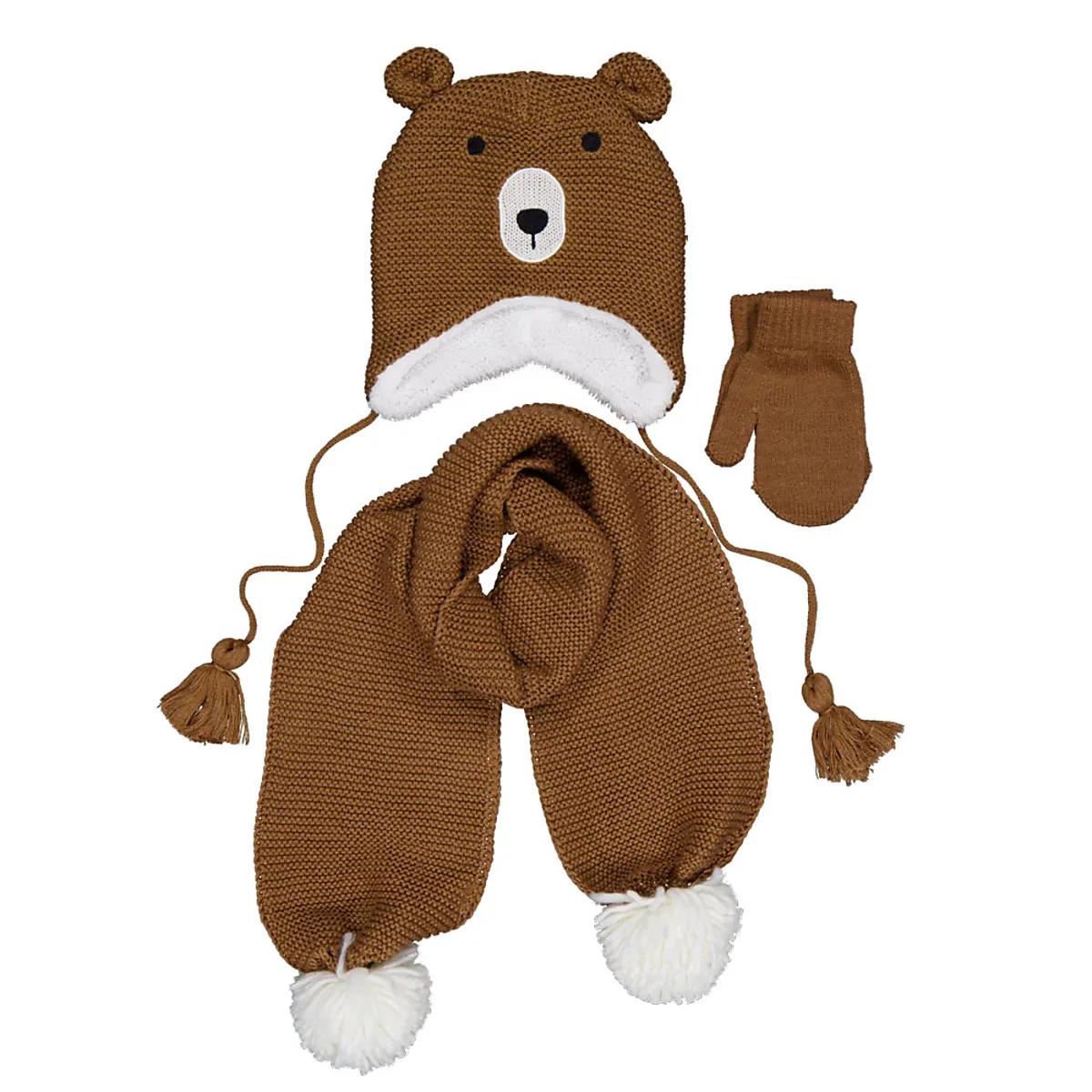 Schal mit Mütze und Handschuhen - Braun