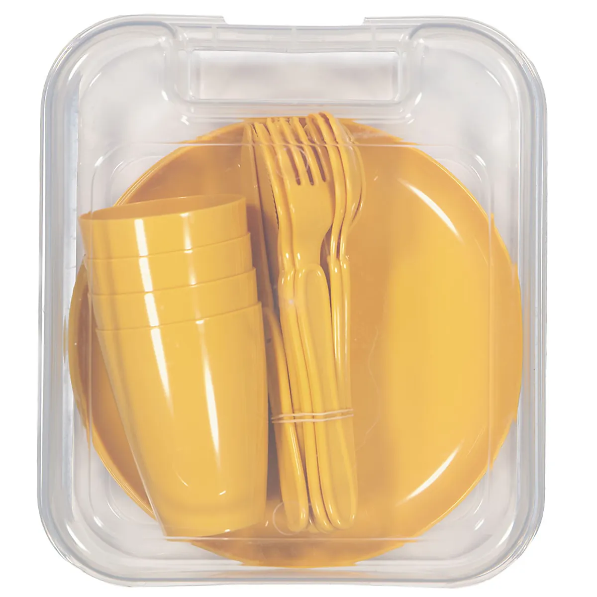 Caixa de piquenique com loiça - Amarelo