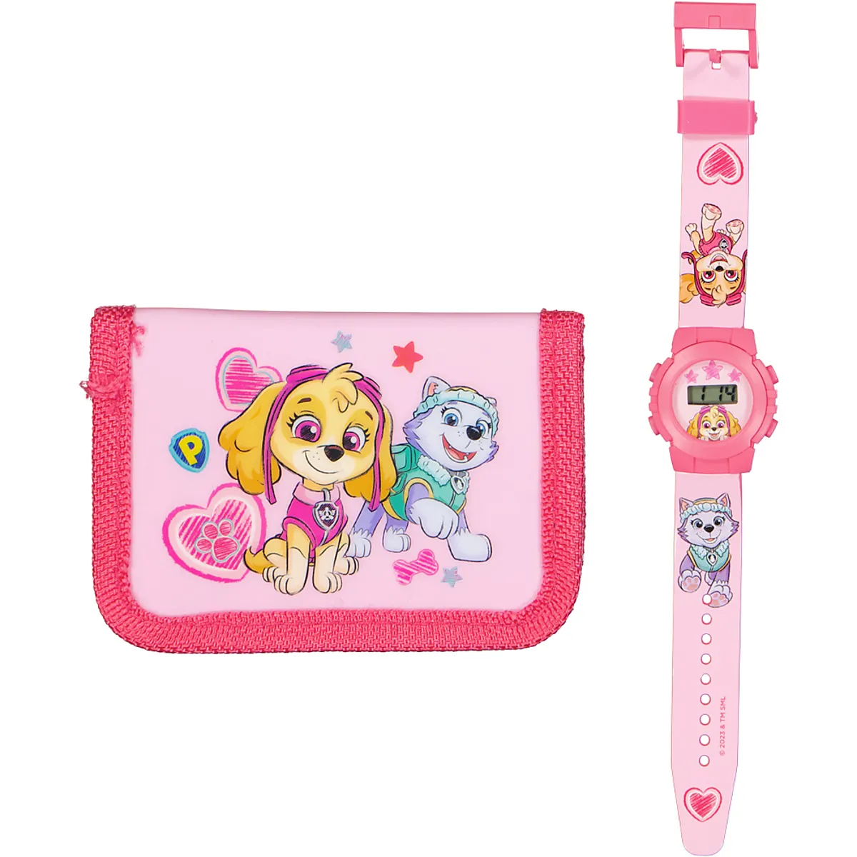 Horloge met portemonnee - Roze