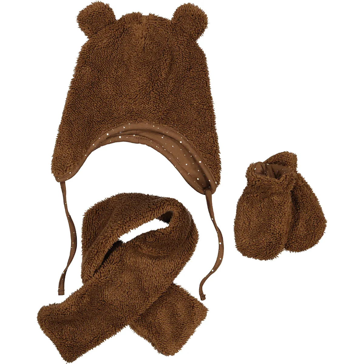 Mütze mit Fäustlingen - Braun